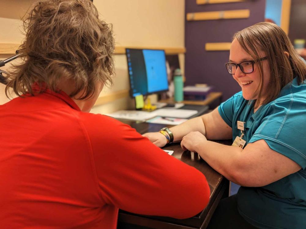 Speech therapist with patient