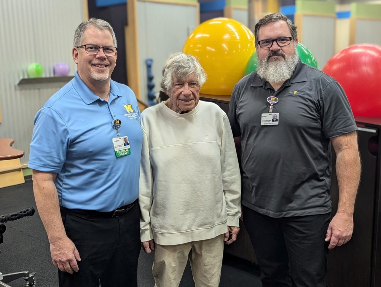 Patient Mike with Physical Therapists Tim and Scott